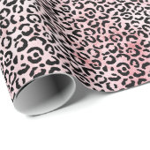 Girl Pink Black Leopard Print Geschenkpapier (Rolleneckpunkt)