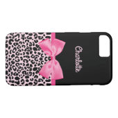 Girl Pink Black Leopard Print Niedlich Bow and Nam Case-Mate iPhone Hülle (Rückseite (Horizontal))