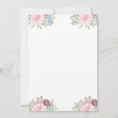 Girl Pink Blume Elephant Baby Dusche Einladung (Rückseite)