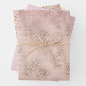 Girl Pink Blush Gold Ombre Leopard Print Geschenkpapier Set (Beispiel)