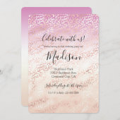 Girl Pink Blush Peach Glam Leopard Print Gefärbte Einladung (Vorne/Hinten)