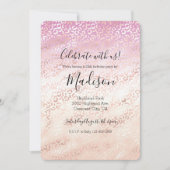 Girl Pink Blush Peach Glam Leopard Print Gefärbte  Einladung (Vorderseite)