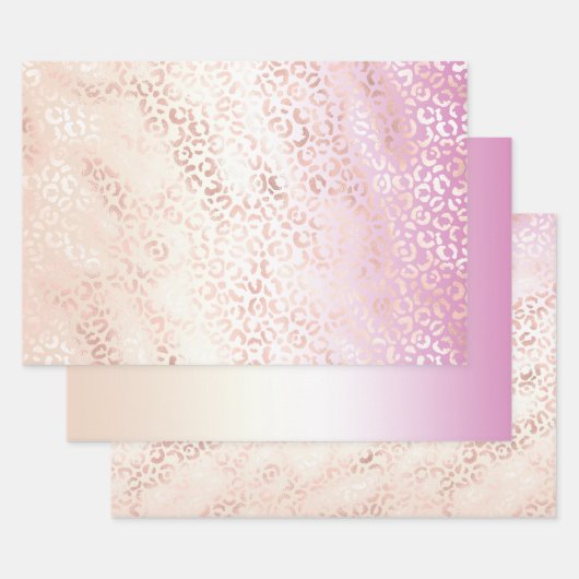 Girl Pink Blush Peach Glam Leopard Print Gefärbte  Geschenkpapier Set (Set)