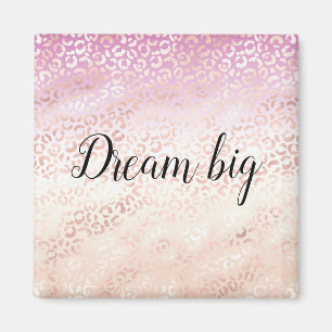 Girl Pink Blush Peach Glam Leopard Print Gefärbte  Magnet