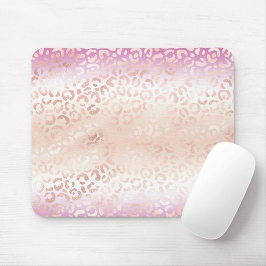 Girl Pink Blush Peach Glam Leopard Print Gefärbte Mousepad (Mit Mouse)