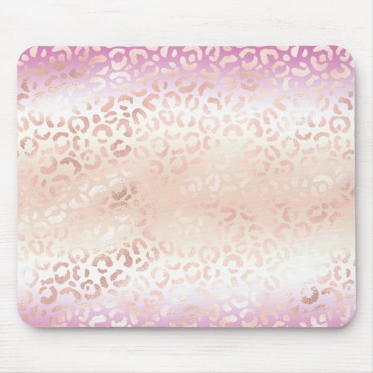 Girl Pink Blush Peach Glam Leopard Print Gefärbte Mousepad (Vorne)