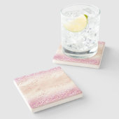 Girl Pink Blush Peach Glam Leopard Print Gefärbte Steinuntersetzer (Seitenansicht)