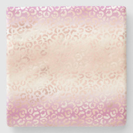 Girl Pink Blush Peach Glam Leopard Print Gefärbte Steinuntersetzer