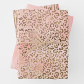 Girl Pink Blush Peach Gold Leopard Print Geschenkpapier Set (Beispiel)