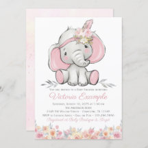 Girl Pink Boho Elephant Baby Dusche