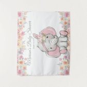 Girl Pink Boho Elephant Baby Dusche Hintergrund Wandteppich (Vorderseite)