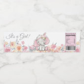 Girl Pink Boho Elephant Baby Dusche Wasserflaschenetikett (Einzelnes Label)
