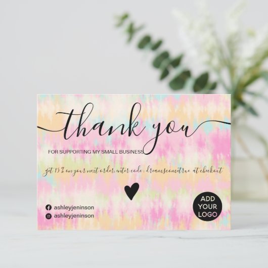 Girl pink boho gefärbte Krawatte coole Ordnung dan Dankeskarte (Stehend Vorderseite)