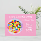 Girl Pink Bonbons Geburtstagsfeier Einladung (Stehend Vorderseite)