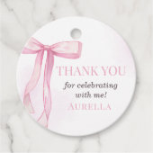 Girl Pink Bow 1. Geburtstag Party Geschenkanhänger (Vorderseite)