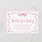 Girl Pink Bow Baby Showbücher für Babykarte Einladung (Vorne/Hinten)