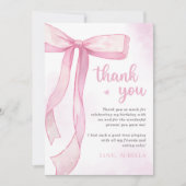 Girl Pink Bow Geburtstagsparty Dankeskarte (Vorderseite)