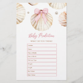 Girl Pink Bow Shell Baby Shower Baby Predictions 