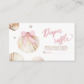 Girl Pink Bow Shell Baby Shower Diaper Raffle Begleitkarte (Vorderseite)
