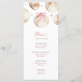 Girl Pink Bow Shell Baby Shower Flat Menu Menükarte (Vorderseite)