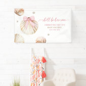 Girl Pink Bow Shell Baby Shower Large Banner (Insitu)