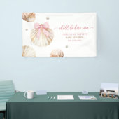 Girl Pink Bow Shell Baby Shower Large Banner (Messeveranstaltung)