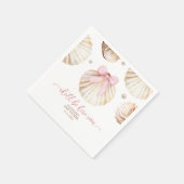 Girl Pink Bow Shell Baby Shower Paper Napkins Serviette (Ecke)