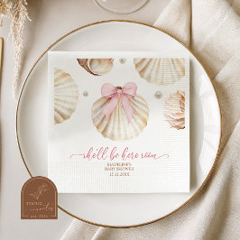 Girl Pink Bow Shell Baby Shower Paper Napkins Serviette