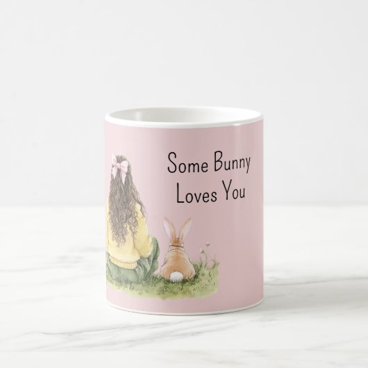 Girl Pink Bow Some Bunny Loves You Kaffeetasse (Mittel)