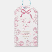 Girl Pink Bow Toile Tea Party Geschenkanhänger (Vorderseite)