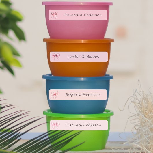 Girl Pink Bow Wasserfester Name Etiketten