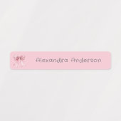 Girl Pink Bow Wasserfester Name Etiketten (Design 1)