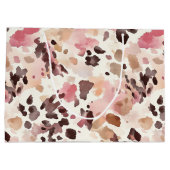 Girl Pink Brown Cream Leopard Animal Print Große Geschenktüte (Rückseite)