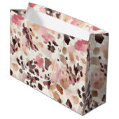 Girl Pink Brown Cream Leopard Animal Print Große Geschenktüte (Vorderseite Schrägansicht)