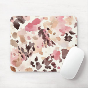 Girl Pink Brown Cream Leopard Animal Print Mousepad