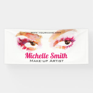 Girl Pink Brown Watercolor Eye Makeup Artist Banner
