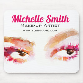 Girl Pink Brown Watercolor Eye Makeup Artist Mousepad