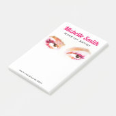 Girl Pink Brown Watercolor Eye Makeup Artist Post-it Klebezettel (angewinkelt)