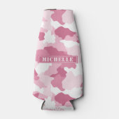 Girl Pink Camouflage Camouflage Monogramm Name Flaschenkühler (Vorderseite)