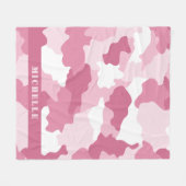 Girl Pink Camouflage Camouflage Monogramm Name Fleecedecke (Vorderseite (Horizontal))