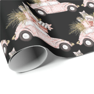 Girl Pink Car Weihnachtswrapping Paper Geschenkpapier
