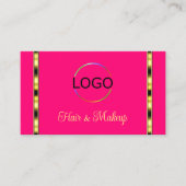 Girl Pink Chic mit Logo Gold Border Beruflich Visitenkarte (Vorderseite)