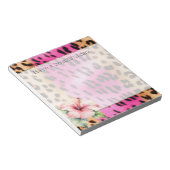 Girl Pink Cream Black Leopard Hibiskus Blume Notizblock (angewinkelt)
