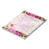Girl Pink Cream Black Leopard Hibiskus Blume Notizblock (Rotiert)
