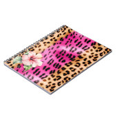 Girl Pink Cream Black Leopard Hibiskus Blume Notizblock (Linke Seite)