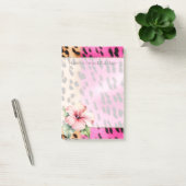 Girl Pink Cream Black Leopard Hibiskus Blume Post-it Klebezettel (Büro)