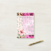 Girl Pink Cream Black Leopard Hibiskus Blume Post-it Klebezettel (Auf Schreibtisch)