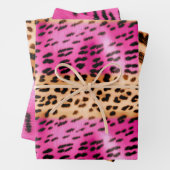 Girl Pink Cream Black Leopard Print Geschenkpapier Set (Beispiel)