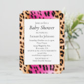Girl Pink Cream Leopard Print Einladung (Stehend Vorderseite)