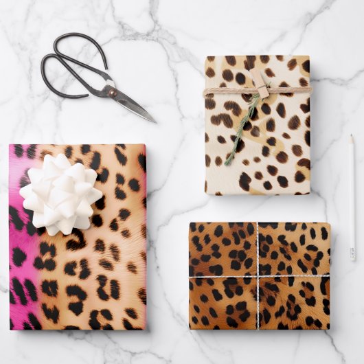 Girl Pink Cream Leopard Print Geschenkpapier Set (Vorderseite)